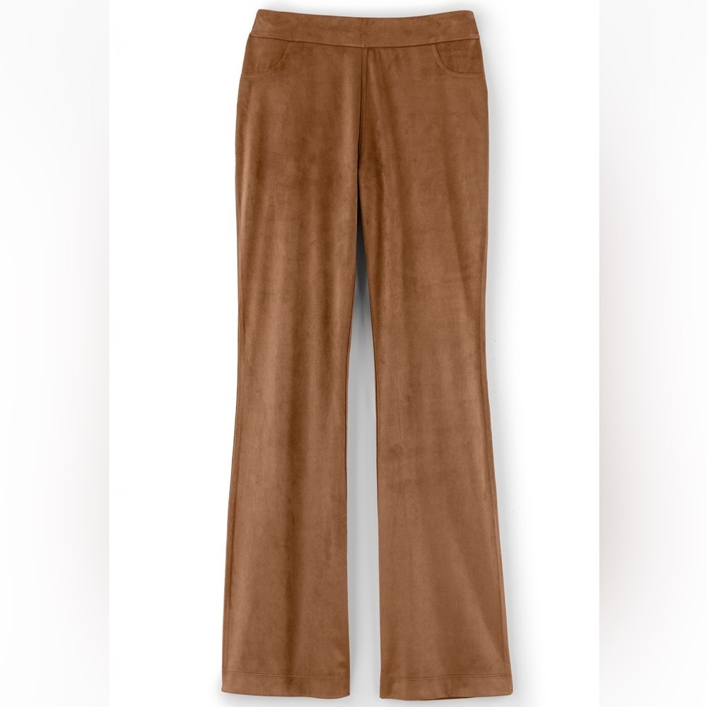 Soft Surroundings Womens NEW Faux Suede Pants Size 18 Bootcut Pull On - Picture 1 of 13